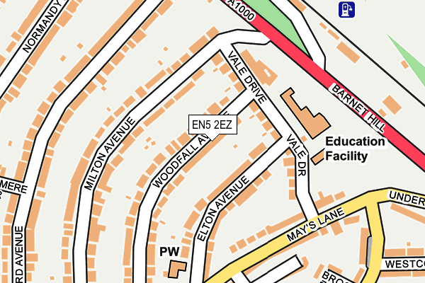 EN5 2EZ map - OS OpenMap – Local (Ordnance Survey)