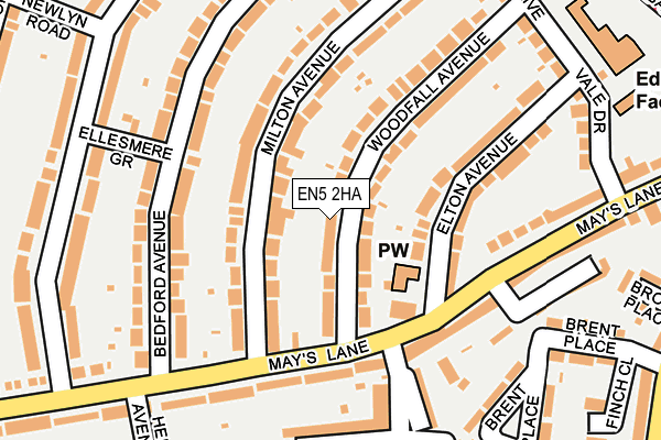 EN5 2HA map - OS OpenMap – Local (Ordnance Survey)