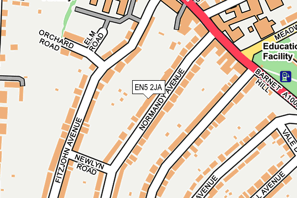 EN5 2JA map - OS OpenMap – Local (Ordnance Survey)