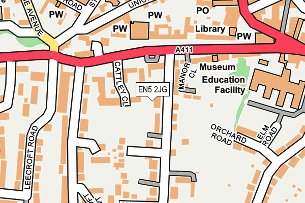 EN5 2JG map - OS OpenMap – Local (Ordnance Survey)
