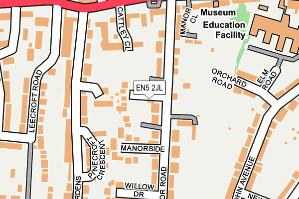 EN5 2JL map - OS OpenMap – Local (Ordnance Survey)
