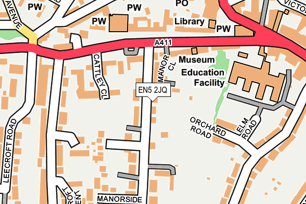 EN5 2JQ map - OS OpenMap – Local (Ordnance Survey)