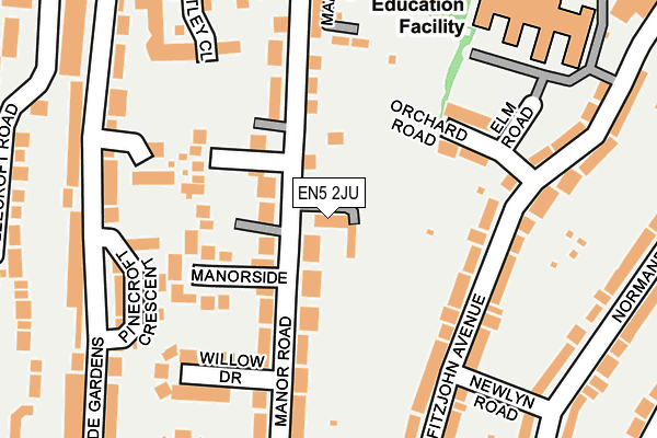 EN5 2JU map - OS OpenMap – Local (Ordnance Survey)