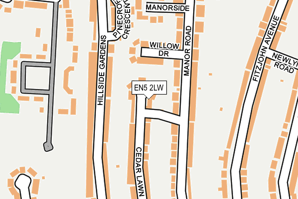 EN5 2LW map - OS OpenMap – Local (Ordnance Survey)