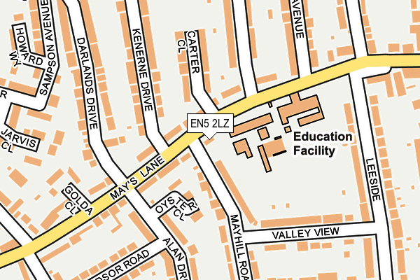 EN5 2LZ map - OS OpenMap – Local (Ordnance Survey)