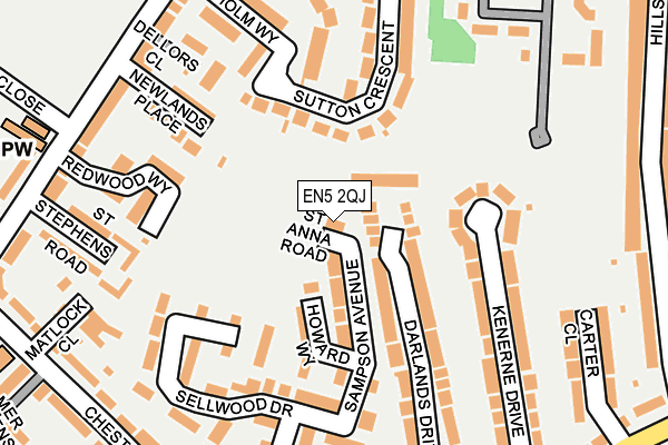 EN5 2QJ map - OS OpenMap – Local (Ordnance Survey)