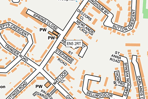EN5 2RT map - OS OpenMap – Local (Ordnance Survey)