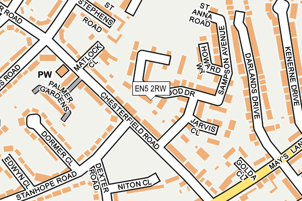 EN5 2RW map - OS OpenMap – Local (Ordnance Survey)