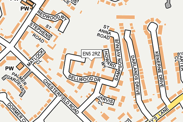 EN5 2RZ map - OS OpenMap – Local (Ordnance Survey)