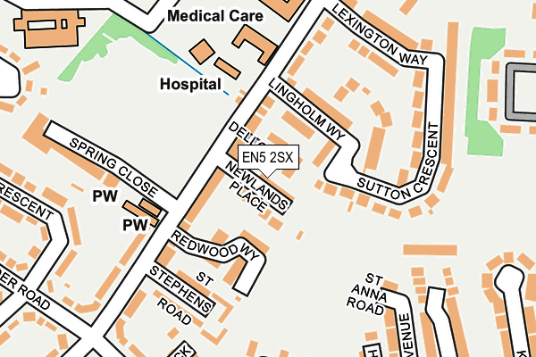EN5 2SX map - OS OpenMap – Local (Ordnance Survey)