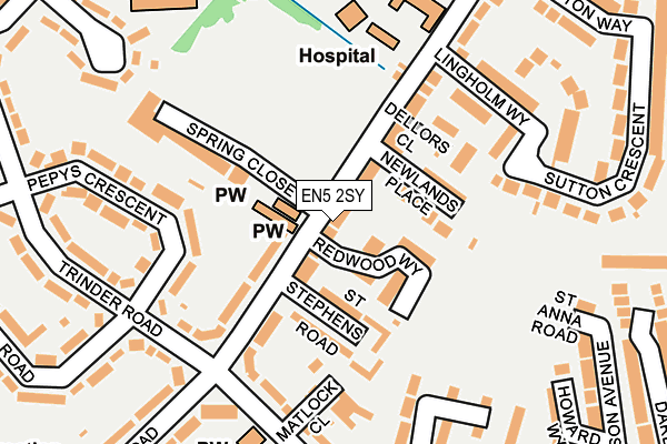 EN5 2SY map - OS OpenMap – Local (Ordnance Survey)