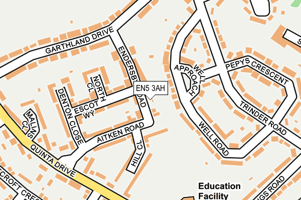 EN5 3AH map - OS OpenMap – Local (Ordnance Survey)
