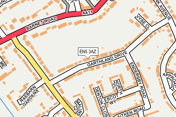 EN5 3AZ map - OS OpenMap – Local (Ordnance Survey)