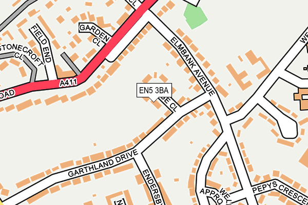 EN5 3BA map - OS OpenMap – Local (Ordnance Survey)