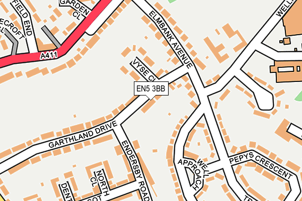 EN5 3BB map - OS OpenMap – Local (Ordnance Survey)