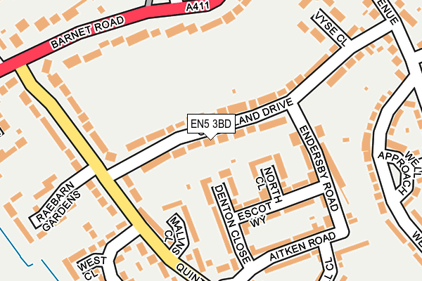 EN5 3BD map - OS OpenMap – Local (Ordnance Survey)