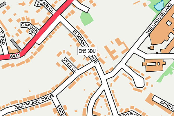EN5 3DU map - OS OpenMap – Local (Ordnance Survey)