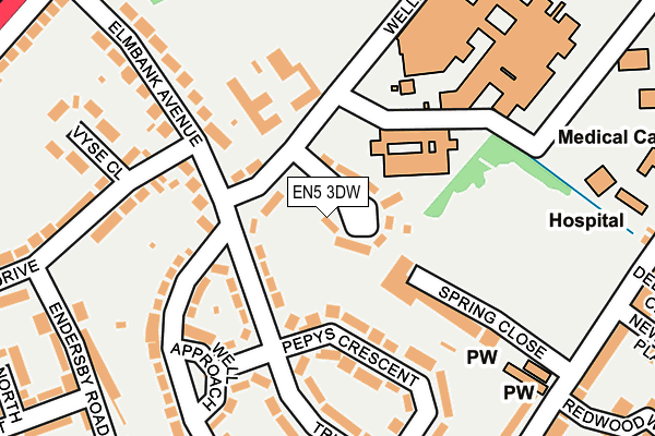 EN5 3DW map - OS OpenMap – Local (Ordnance Survey)