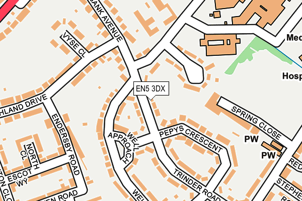 EN5 3DX map - OS OpenMap – Local (Ordnance Survey)