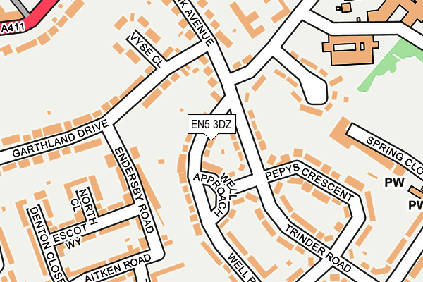 EN5 3DZ map - OS OpenMap – Local (Ordnance Survey)
