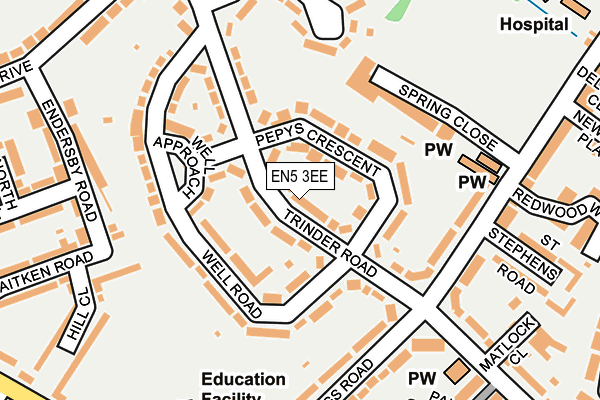 EN5 3EE map - OS OpenMap – Local (Ordnance Survey)