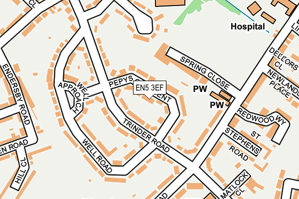 EN5 3EF map - OS OpenMap – Local (Ordnance Survey)