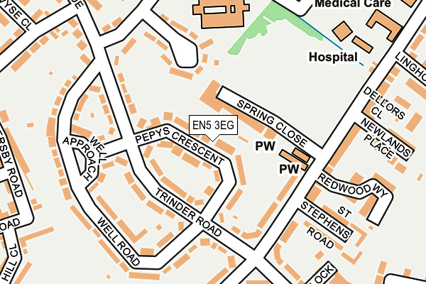 EN5 3EG map - OS OpenMap – Local (Ordnance Survey)