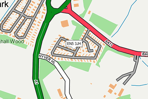 EN5 3JH map - OS OpenMap – Local (Ordnance Survey)