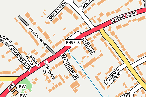 EN5 3JS map - OS OpenMap – Local (Ordnance Survey)