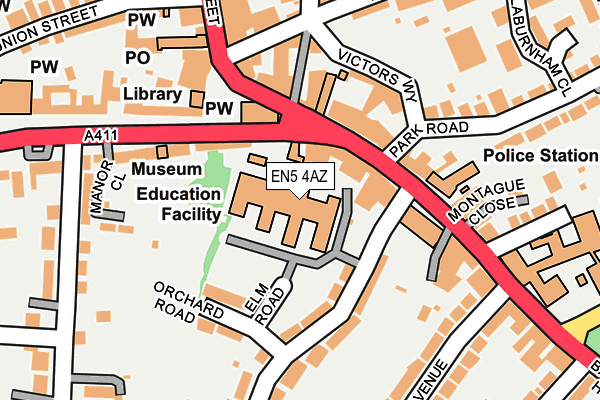 EN5 4AZ map - OS OpenMap – Local (Ordnance Survey)