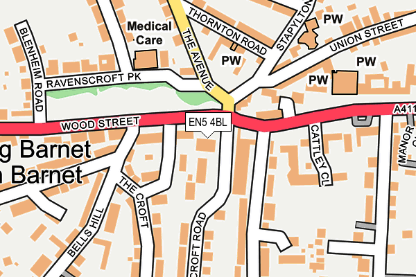 EN5 4BL map - OS OpenMap – Local (Ordnance Survey)