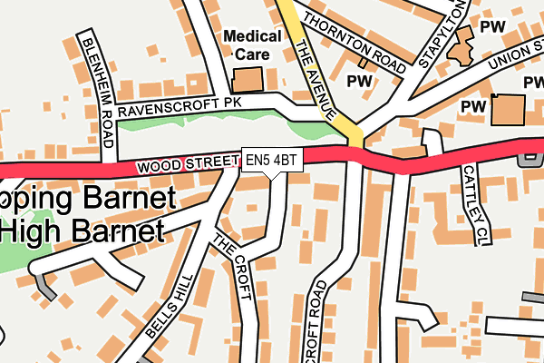 EN5 4BT map - OS OpenMap – Local (Ordnance Survey)