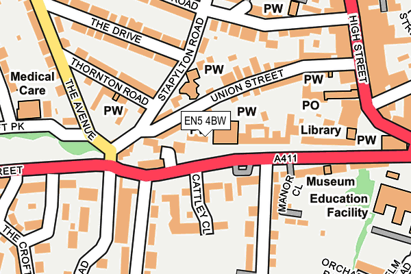 EN5 4BW map - OS OpenMap – Local (Ordnance Survey)