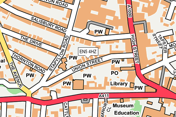 EN5 4HZ map - OS OpenMap – Local (Ordnance Survey)