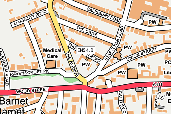 EN5 4JB map - OS OpenMap – Local (Ordnance Survey)