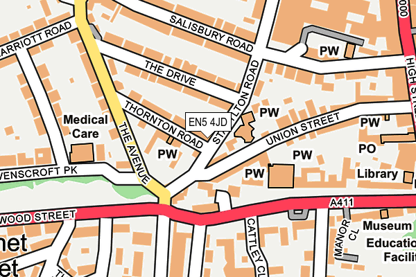 EN5 4JD map - OS OpenMap – Local (Ordnance Survey)