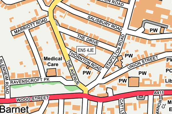 EN5 4JE map - OS OpenMap – Local (Ordnance Survey)