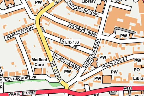 EN5 4JG map - OS OpenMap – Local (Ordnance Survey)
