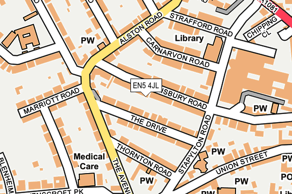 EN5 4JL map - OS OpenMap – Local (Ordnance Survey)