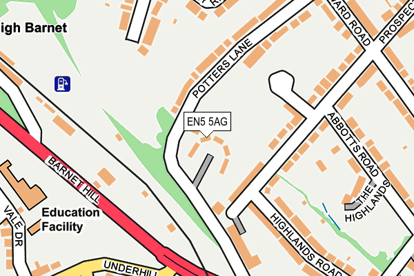 EN5 5AG map - OS OpenMap – Local (Ordnance Survey)