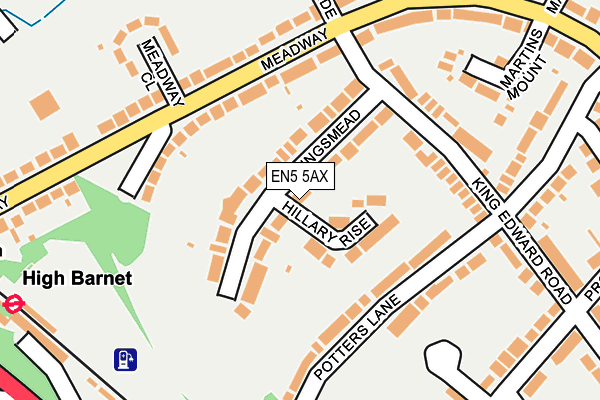 EN5 5AX map - OS OpenMap – Local (Ordnance Survey)