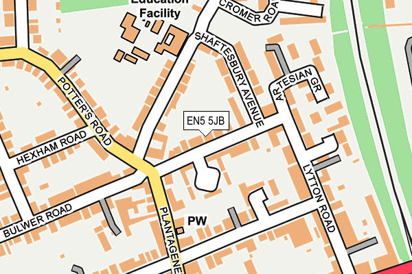 EN5 5JB map - OS OpenMap – Local (Ordnance Survey)