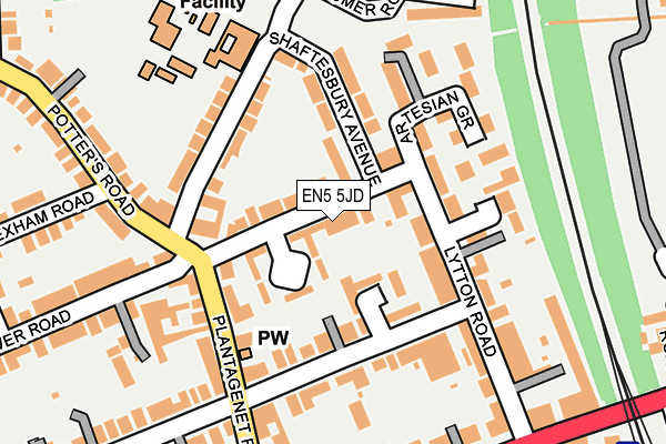 EN5 5JD map - OS OpenMap – Local (Ordnance Survey)