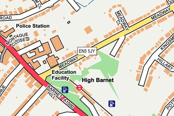EN5 5JY map - OS OpenMap – Local (Ordnance Survey)