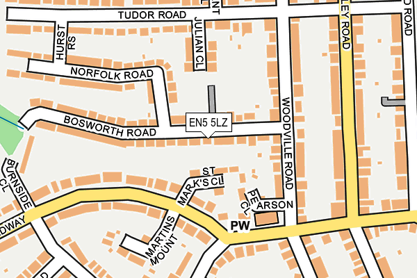 EN5 5LZ map - OS OpenMap – Local (Ordnance Survey)