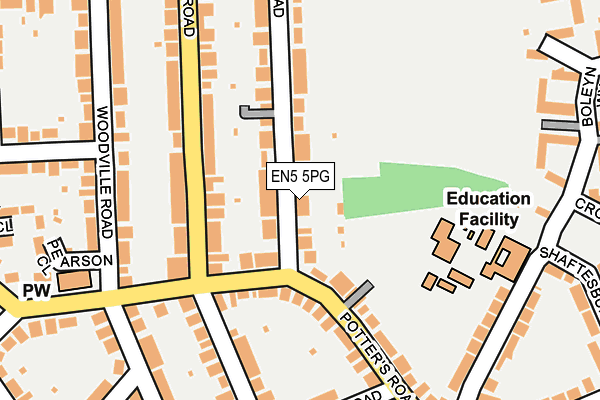 EN5 5PG map - OS OpenMap – Local (Ordnance Survey)