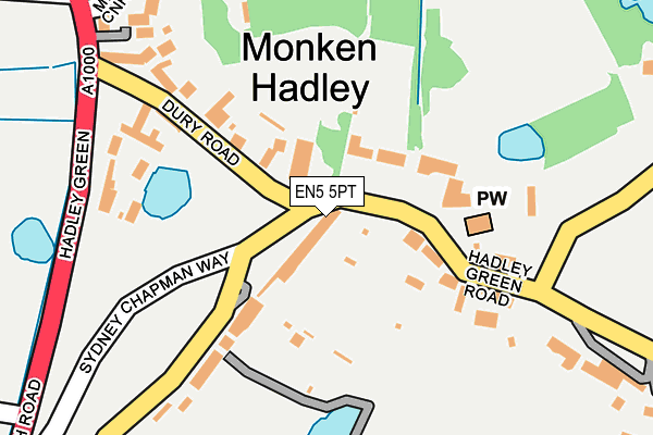 EN5 5PT map - OS OpenMap – Local (Ordnance Survey)