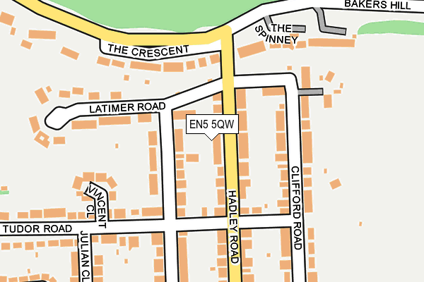 EN5 5QW map - OS OpenMap – Local (Ordnance Survey)