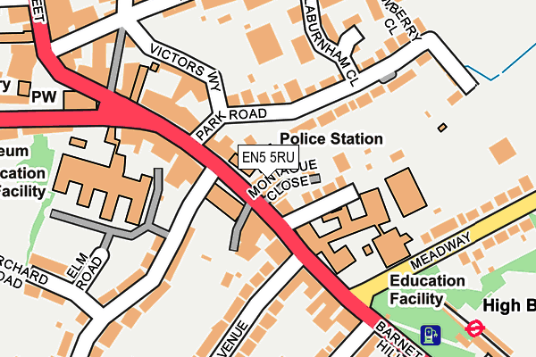 EN5 5RU map - OS OpenMap – Local (Ordnance Survey)