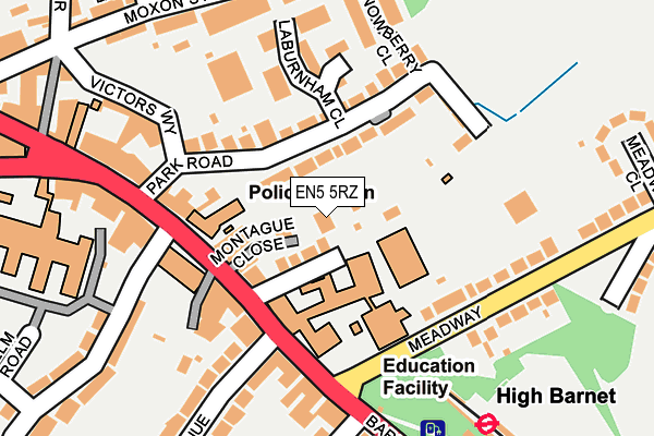 EN5 5RZ map - OS OpenMap – Local (Ordnance Survey)